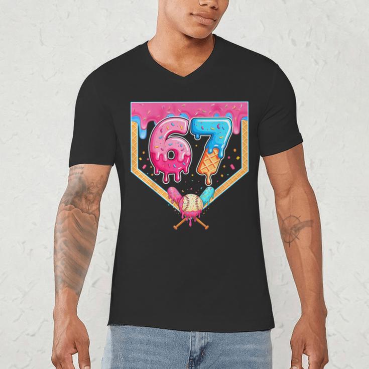 Baseball 67 Six Seven Meme Drip 6 7 Boys Girl Kids Men's V-Neck T-Shirt