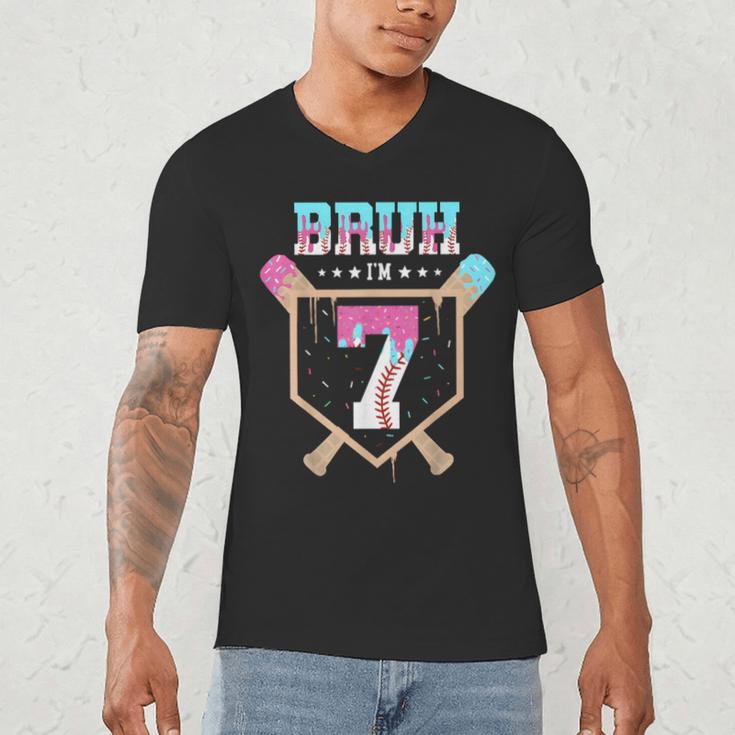 Baseball 7 Year Old Ice Cream Drip 7th Birthday Boys Player Men's V-Neck T-Shirt Baseball 7 Year Old Ice Cream Drip 7th Birthday Boys Player Men's V-Neck T-Shirt