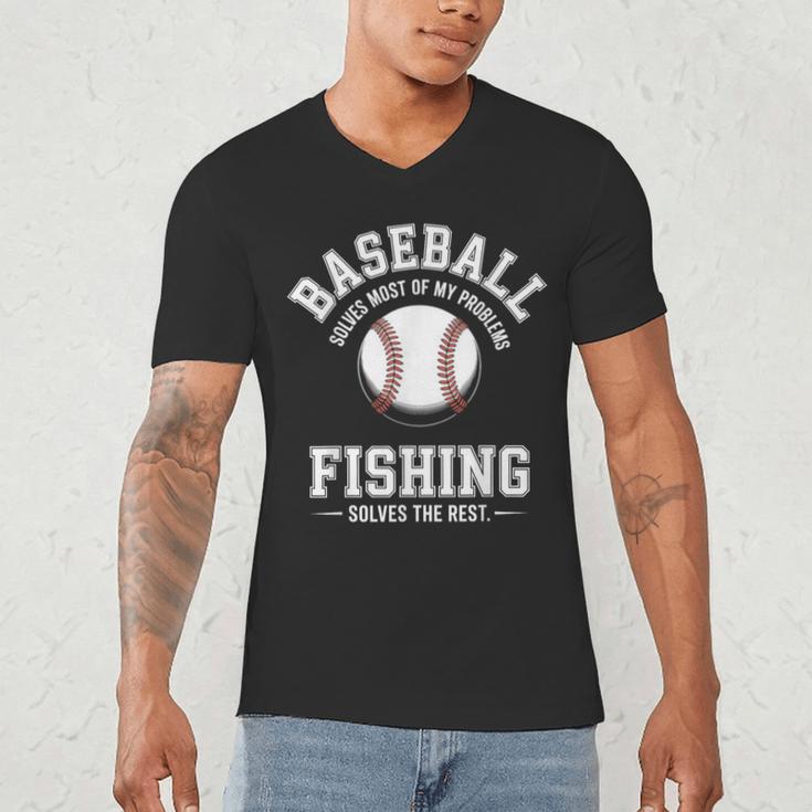 Baseball & Fishing Men's V-Neck T-Shirt Baseball & Fishing Men's V-Neck T-Shirt