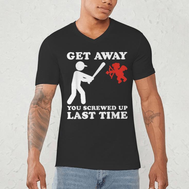 Baseball Anti Valentine Humor Cupid Joke Men Women Men's V-Neck T-Shirt
