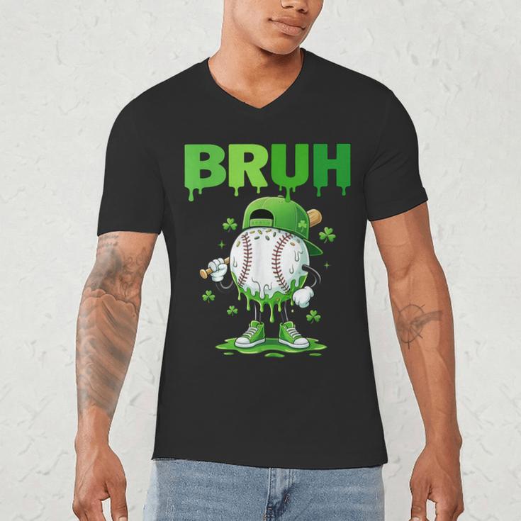 Baseball Bruh Drip Ice Cream Youth Boy St Patricks Day Men's V-Neck T-Shirt