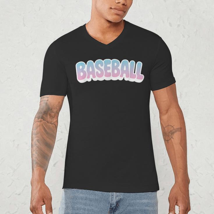 Baseball Bubble Letter Men's V-Neck T-Shirt