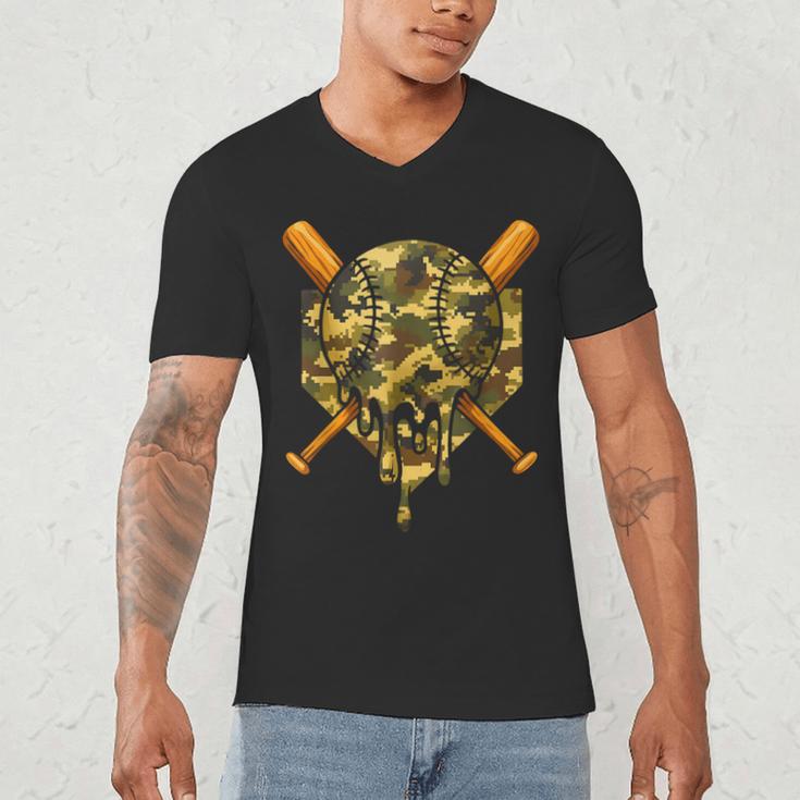 Baseball Camo Boys Ice Cream Youth Baseball Men's V-Neck T-Shirt