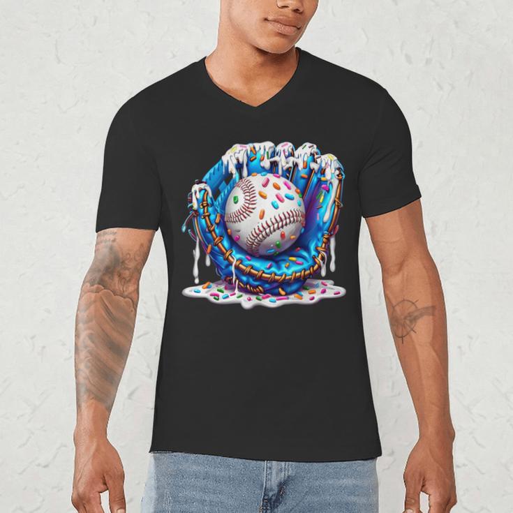Baseball Drip For Boys Ice Cream Drip Youth Baseball Boys Men's V-Neck T-Shirt Baseball Drip For Boys Ice Cream Drip Youth Baseball Boys Men's V-Neck T-Shirt