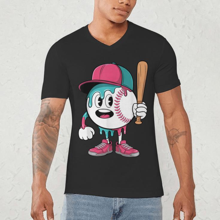 Baseball Drip Boys Ice Cream Youth Men's V-Neck T-Shirt