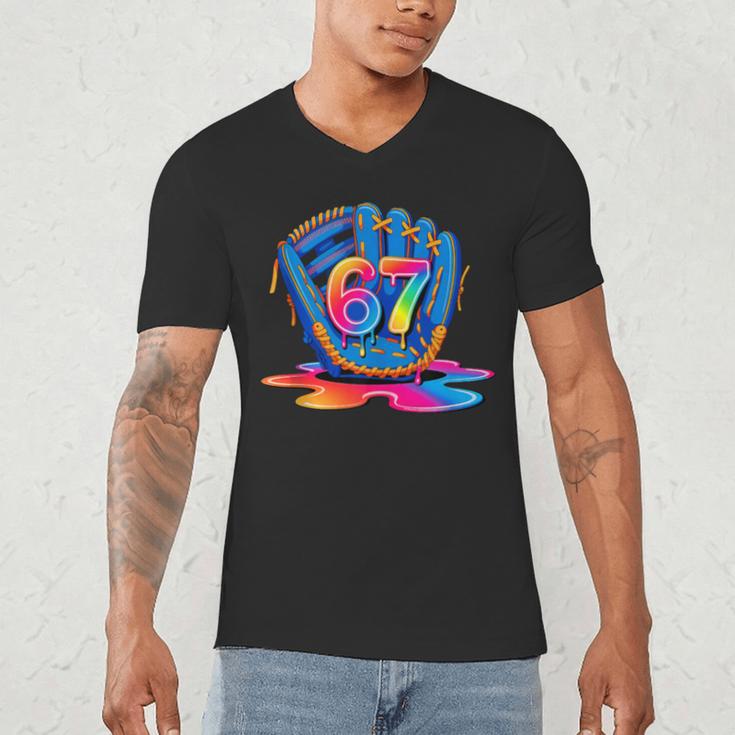Baseball Drip Ice Cream 67 Lifestyle 101 Men's V-Neck T-Shirt Baseball Drip Ice Cream 67 Lifestyle 101 Men's V-Neck T-Shirt