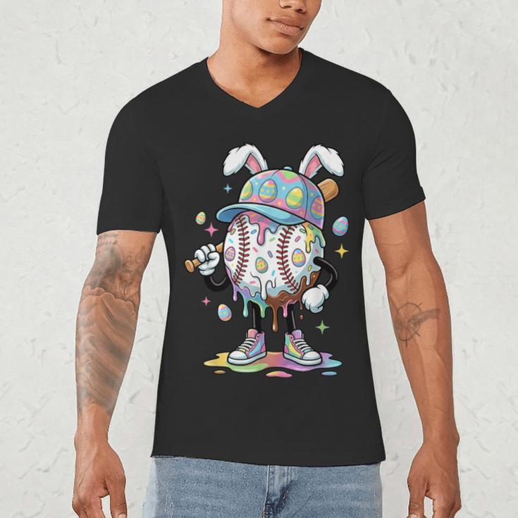 Baseball Drip Ice Cream Apparel Youth Boy Easter Day Men's V-Neck T-Shirt Baseball Drip Ice Cream Apparel Youth Boy Easter Day Men's V-Neck T-Shirt