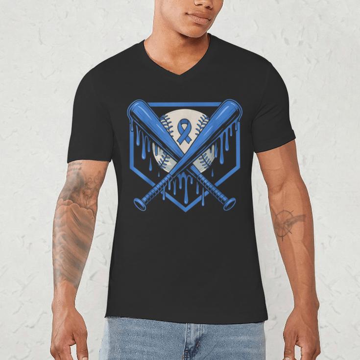 Baseball Drip Ice Cream Diabetes Awareness Ribbon Boys Girls Men's V-Neck T-Shirt Baseball Drip Ice Cream Diabetes Awareness Ribbon Boys Girls Men's V-Neck T-Shirt