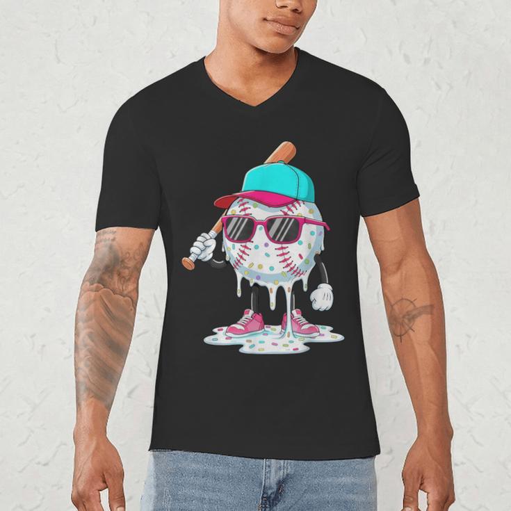 Baseball Drip Ice Cream Lifestyle Sprinkless Boy Kid Men's V-Neck T-Shirt Baseball Drip Ice Cream Lifestyle Sprinkless Boy Kid Men's V-Neck T-Shirt