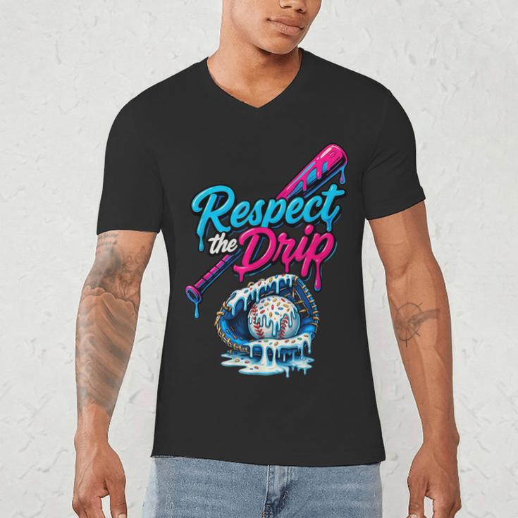 Baseball Drip Ice Cream Sprinkles Youth Boys Baseball Glove Men's V-Neck T-Shirt Baseball Drip Ice Cream Sprinkles Youth Boys Baseball Glove Men's V-Neck T-Shirt