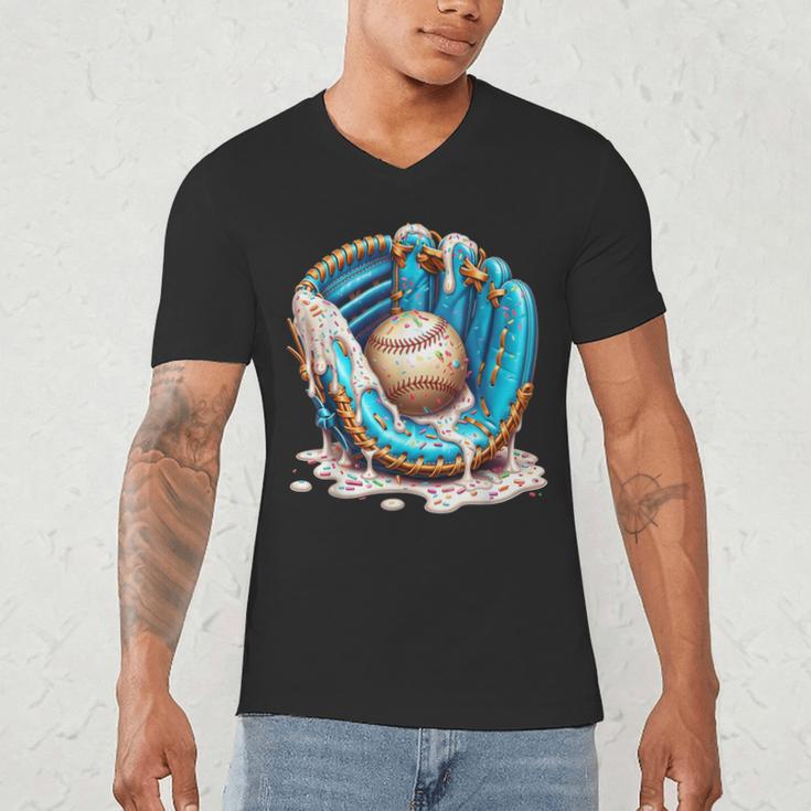 Baseball Drip Ice Cream Sprinkless Glove Boy Kid Men's V-Neck T-Shirt Baseball Drip Ice Cream Sprinkless Glove Boy Kid Men's V-Neck T-Shirt