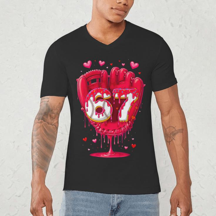 Baseball Drip Ice Cream Valentine Youth Boys Girls Sport Men's V-Neck T-Shirt Baseball Drip Ice Cream Valentine Youth Boys Girls Sport Men's V-Neck T-Shirt