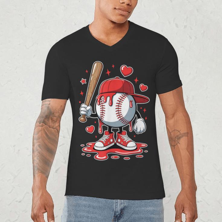 Baseball Drip Icecream Apparel Youth Boy Valentine Men's V-Neck T-Shirt Baseball Drip Icecream Apparel Youth Boy Valentine Men's V-Neck T-Shirt