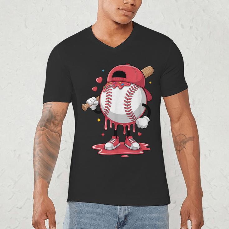Baseball Drip Icecream Boy Kids Valentine Men's V-Neck T-Shirt Baseball Drip Icecream Boy Kids Valentine Men's V-Neck T-Shirt