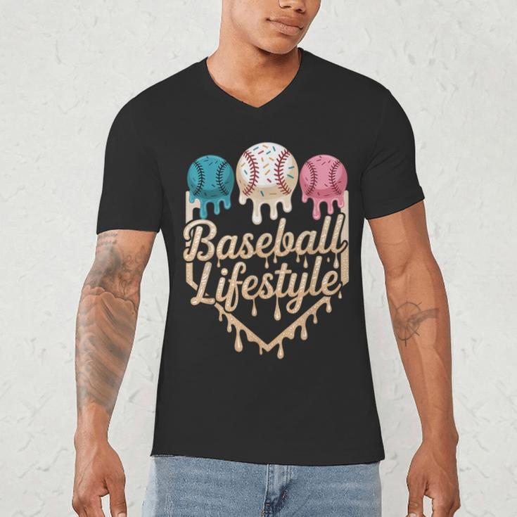 Baseball Drip Icecream Men's V-Neck T-Shirt