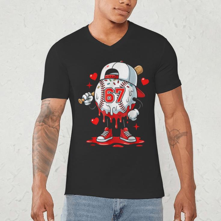 Baseball Drip Icecream Valentine 67 Meme Tees Men Youth Boys Men's V-Neck T-Shirt