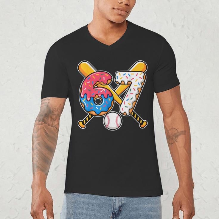 Baseball Drip Number 67 Player 67th Birthday Meme Men's V-Neck T-Shirt