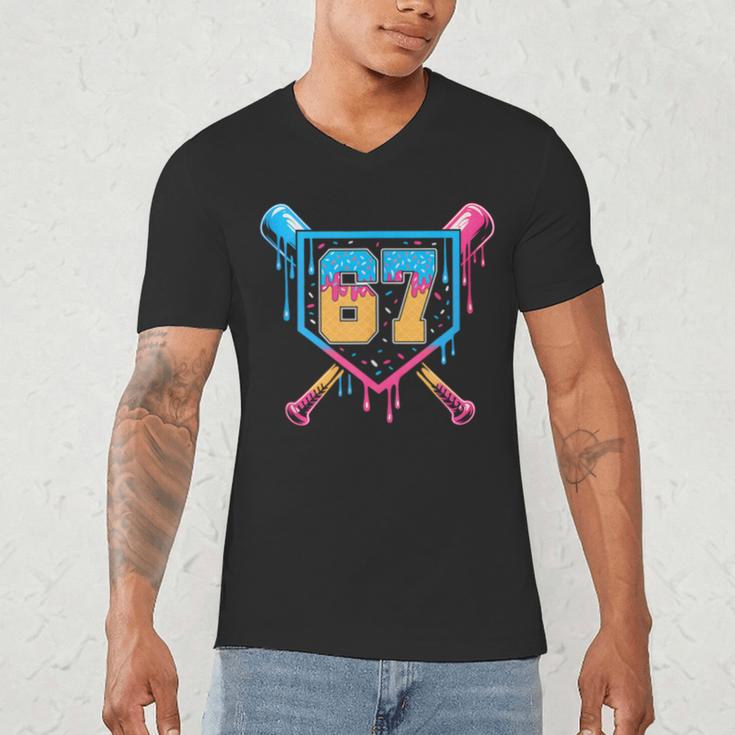 Baseball Drip Number 67 Player Or 67Th Birthday Men's V-Neck T-Shirt Baseball Drip Number 67 Player Or 67Th Birthday Men's V-Neck T-Shirt