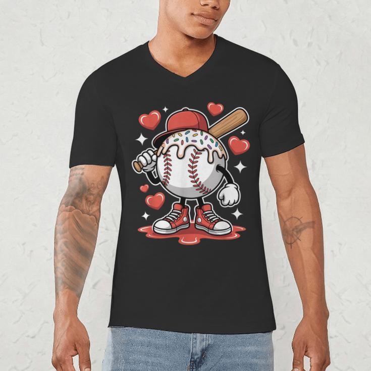 Baseball Drip Valentine Boys Women Men Hearts Sport Love Men's V-Neck T-Shirt Baseball Drip Valentine Boys Women Men Hearts Sport Love Men's V-Neck T-Shirt