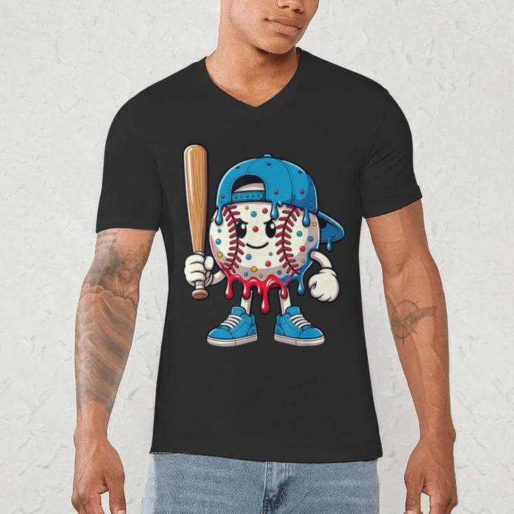 Baseball Drippy Style Apparel For Boys Youth Cool Baseball Men's V-Neck T-Shirt