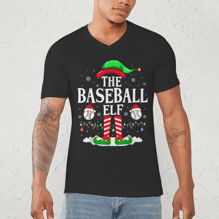 The Baseball Elf Christmas Sport Lovers Xmas Elf Men's V-Neck T-Shirt