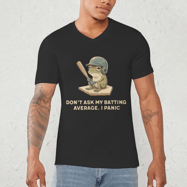 Baseball Frog Saying Batting Retro Artwork Men's V-Neck T-Shirt Baseball Frog Saying Batting Retro Artwork Men's V-Neck T-Shirt
