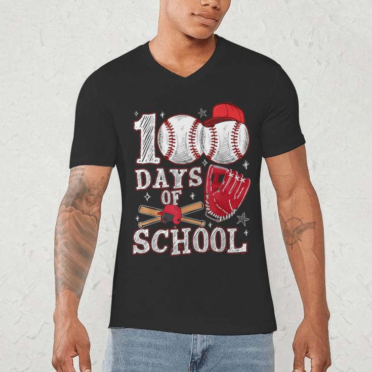 Baseball Happy 100 Days Of School Boy Girl Kid Teacher Men's V-Neck T-Shirt Baseball Happy 100 Days Of School Boy Girl Kid Teacher Men's V-Neck T-Shirt