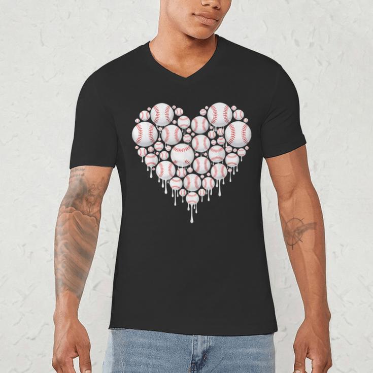Baseball Heart Drip Valentine's Day Baseball Lover Boys Men Men's V-Neck T-Shirt Baseball Heart Drip Valentine's Day Baseball Lover Boys Men Men's V-Neck T-Shirt