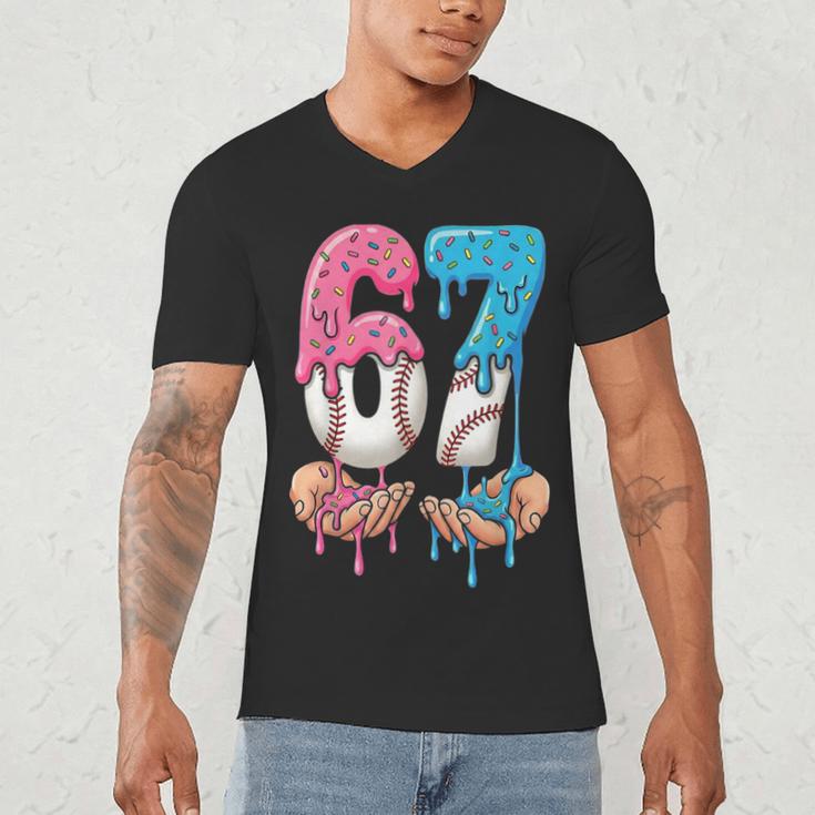 Baseball Ice Cream Drip 67 Hands Six Seven Boys Men's V-Neck T-Shirt