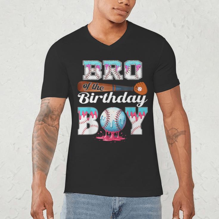 Baseball Ice Cream Drip Bro Of The Birthday Boy Men's V-Neck T-Shirt Baseball Ice Cream Drip Bro Of The Birthday Boy Men's V-Neck T-Shirt
