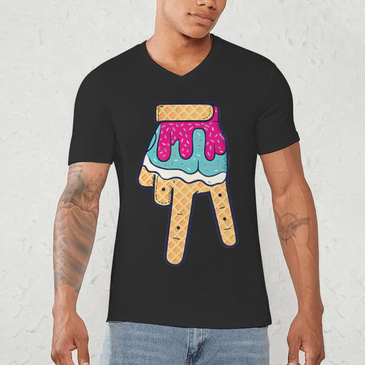 Baseball Ice Cream Drip Home Plate Glove Respect Drip 2 Side Men's V-Neck T-Shirt Baseball Ice Cream Drip Home Plate Glove Respect Drip 2 Side Men's V-Neck T-Shirt