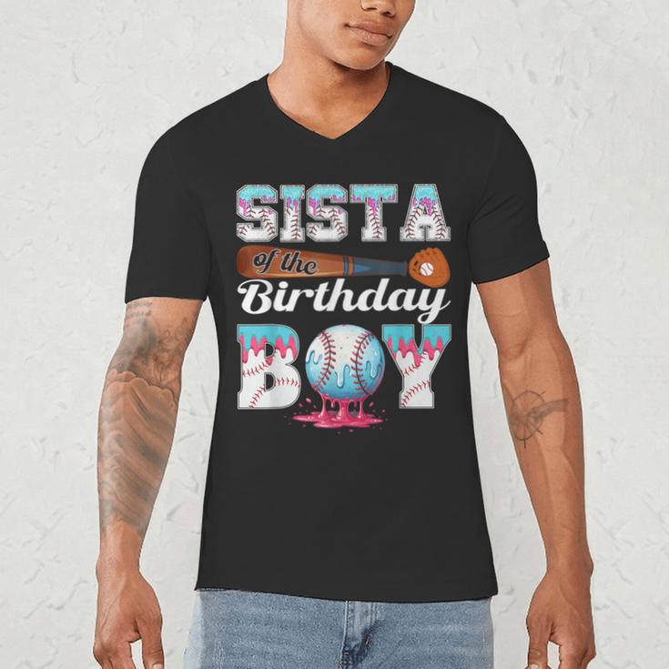 Baseball Ice Cream Drip Sista Of The Birthday Boy Men's V-Neck T-Shirt Baseball Ice Cream Drip Sista Of The Birthday Boy Men's V-Neck T-Shirt