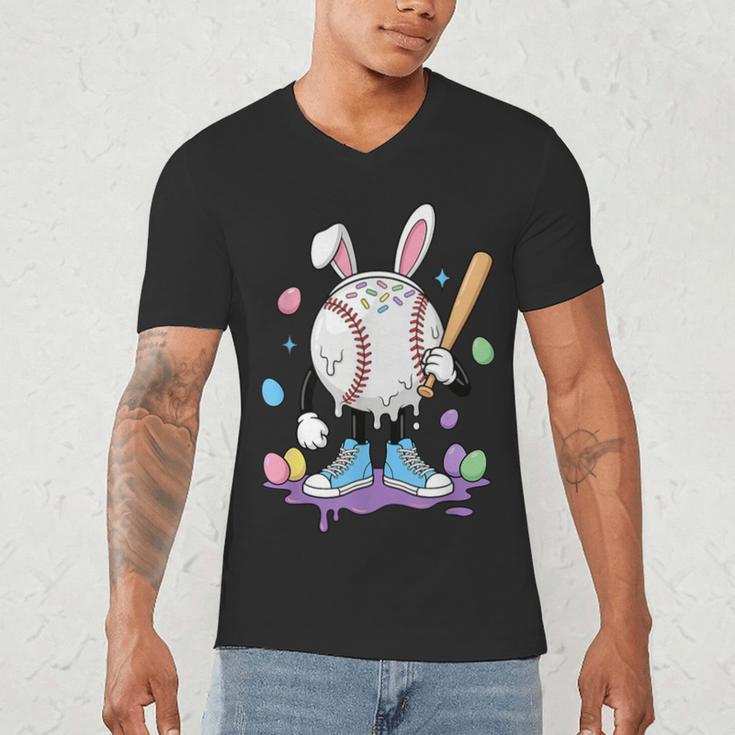 Baseball Ice Cream Drip Youth Boys Cute Easter Sports Men's V-Neck T-Shirt