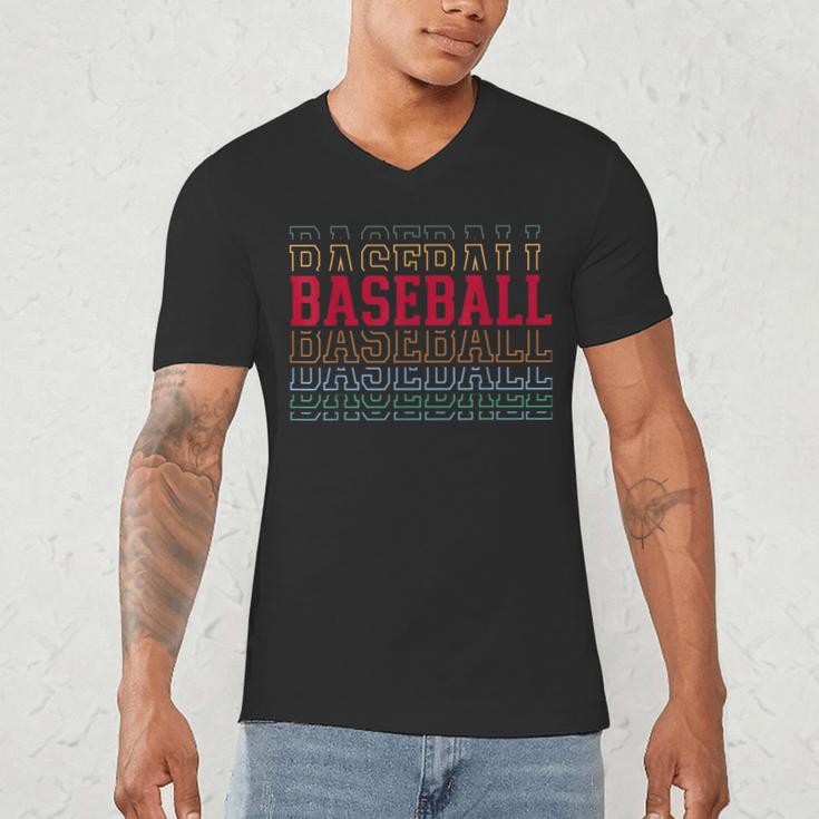 Baseball Layered Text Team Player Coach Youth Men's V-Neck T-Shirt Baseball Layered Text Team Player Coach Youth Men's V-Neck T-Shirt
