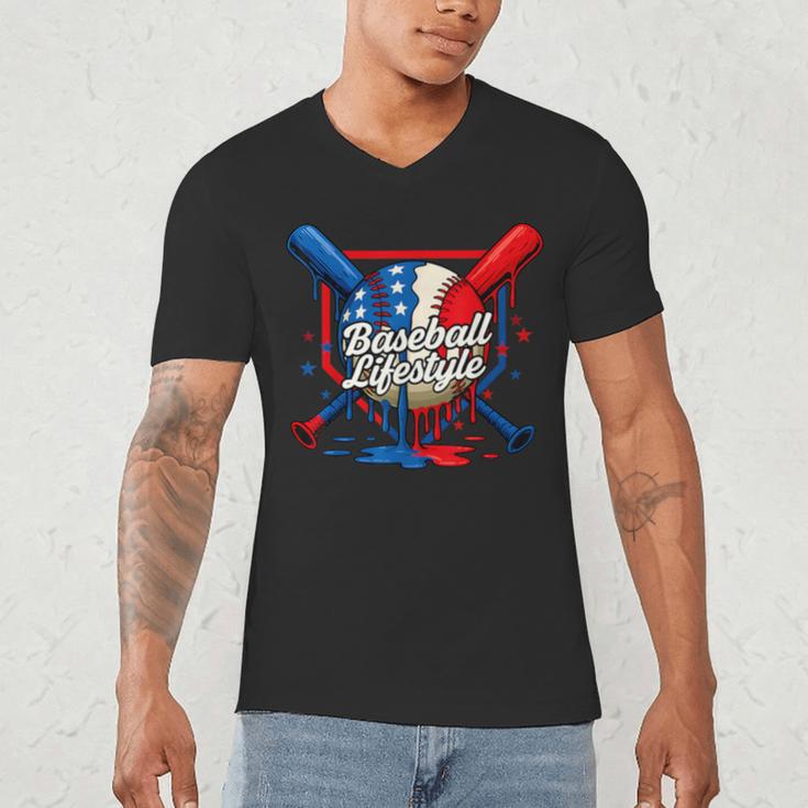 Baseball Life Style 101 Apparel Youth Drip Baseball Men's V-Neck T-Shirt