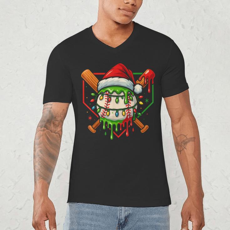 Baseball Lifestyle Apparel Youth Christmas Baseball Drip Men's V-Neck T-Shirt Baseball Lifestyle Apparel Youth Christmas Baseball Drip Men's V-Neck T-Shirt