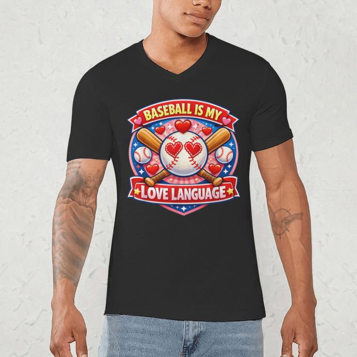 Baseball Is My Love Language Valentine Men's V-Neck T-Shirt