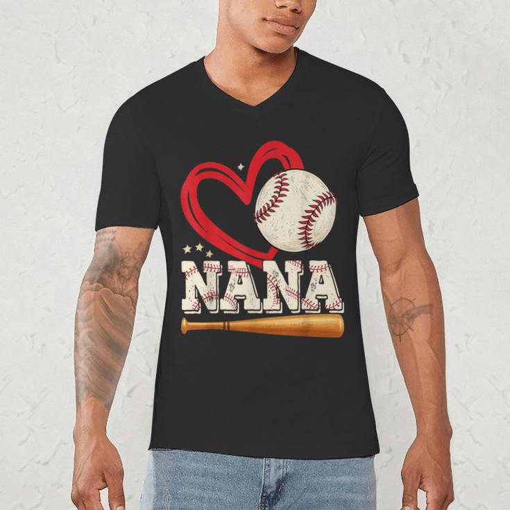 Baseball Nana Baseball Heart Family Matching Men's V-Neck T-Shirt Baseball Nana Baseball Heart Family Matching Men's V-Neck T-Shirt
