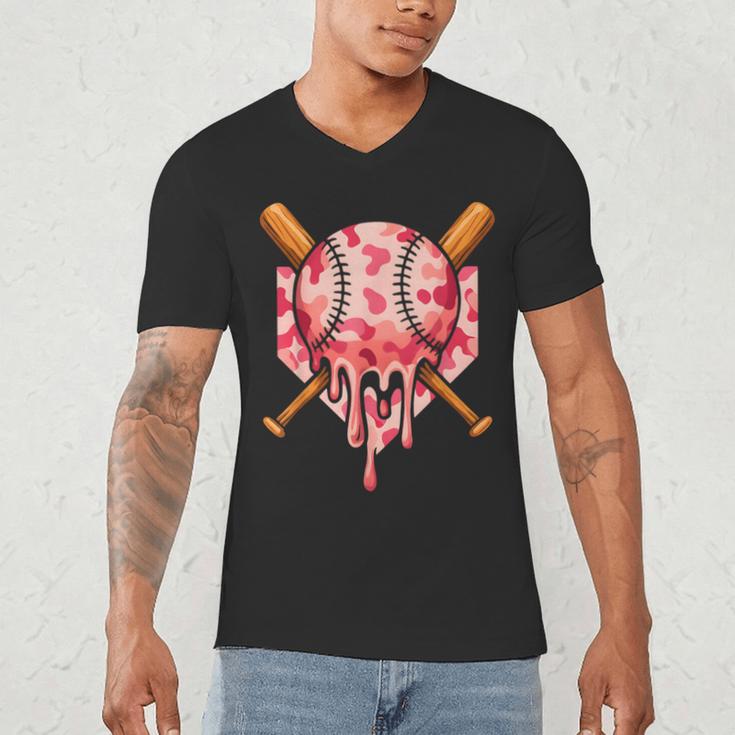 Baseball Pink Camo Ice Cream Youth Boys Girls Men's V-Neck T-Shirt Baseball Pink Camo Ice Cream Youth Boys Girls Men's V-Neck T-Shirt