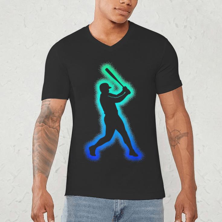Baseball Player Graphic Men's V-Neck T-Shirt