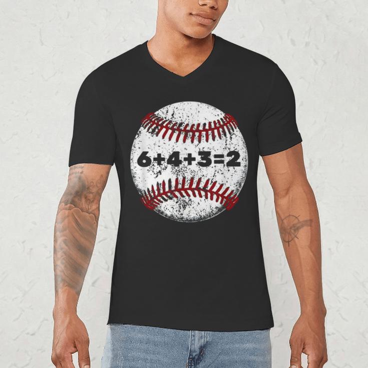 Baseball Red Stitches Sport Graphic 6432 Men's V-Neck T-Shirt