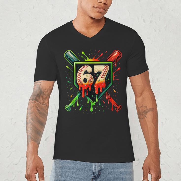 Baseball Six Seven 67 Meme Ice Cream Drip Xmas Men Women Men's V-Neck T-Shirt