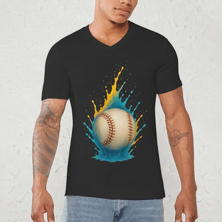 Baseball Splash Team Player For Kids Men Women Men's V-Neck T-Shirt Baseball Splash Team Player For Kids Men Women Men's V-Neck T-Shirt