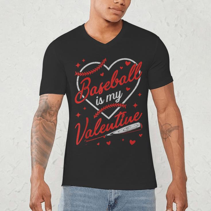 Baseball Is My Valentine Coach Player Lovers Cool Sport Love Men's V-Neck T-Shirt