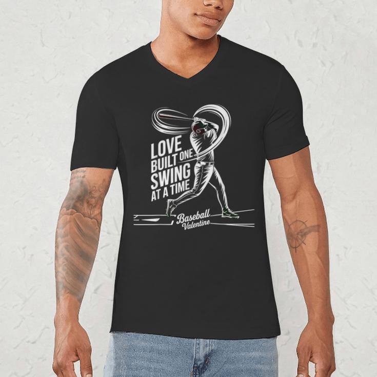 Baseball Valentine Love Built One Swing At A Time Tee Men's V-Neck T-Shirt Baseball Valentine Love Built One Swing At A Time Tee Men's V-Neck T-Shirt