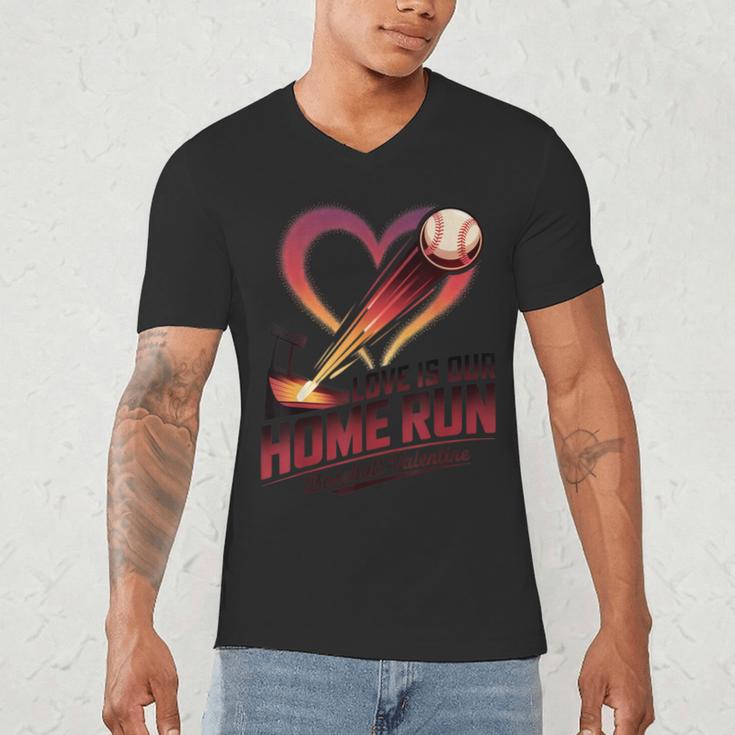 Baseball Valentine Love Is Our Home Run Apparel Men's V-Neck T-Shirt Baseball Valentine Love Is Our Home Run Apparel Men's V-Neck T-Shirt
