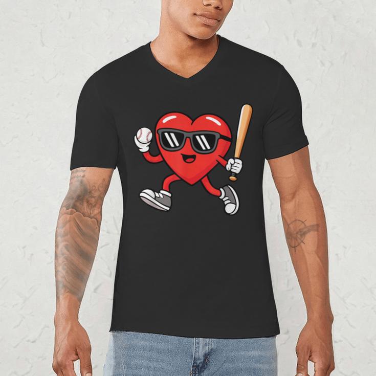 Baseball Valentines Day Heart Boys Sports Love Men's V-Neck T-Shirt