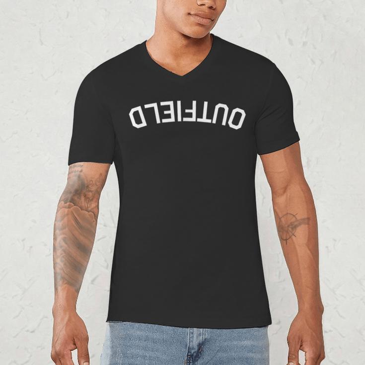 BaseballSoftball Upside Down Outfield Men's V-Neck T-Shirt