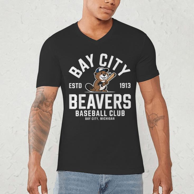 Bay City Beavers Baseball Club Estd 1913 Men's V-Neck T-Shirt
