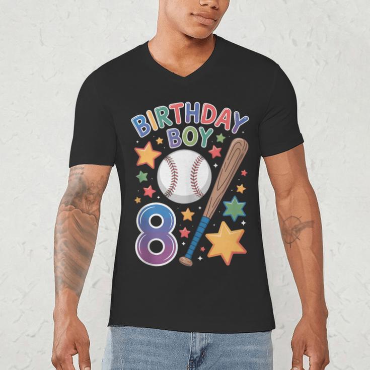Birthday Boy 8th Birthday Baseball Men's V-Neck T-Shirt Birthday Boy 8th Birthday Baseball Men's V-Neck T-Shirt